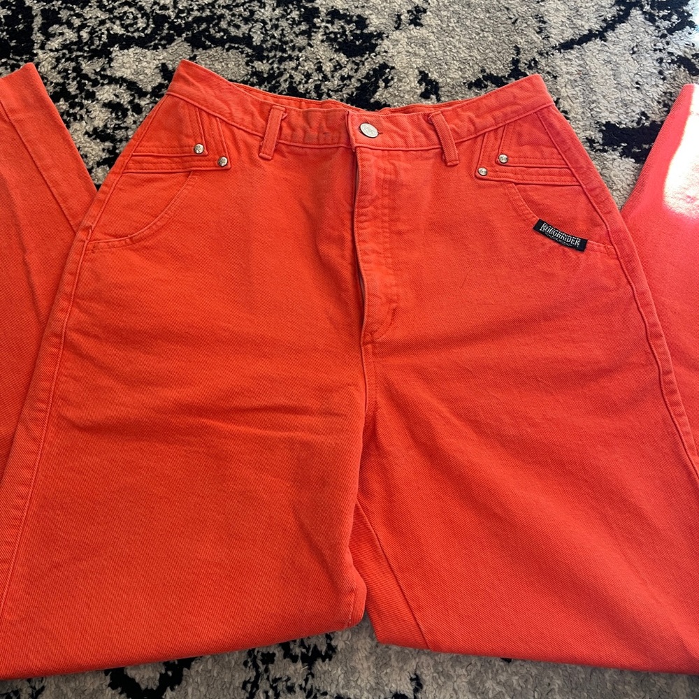 Vintage Women’s Roughriders Jeans- Orange/peach/pink color